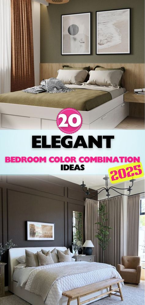 Find out how trending bedroom color schemes can completely refresh your space, making it cozy, vibrant, or soothing with the right palette choices. Hotel Room Color Scheme, Trending Bedroom Colors, 2025 Bedroom Trends, Bedroom Ideas Color Schemes, Color Schemes For Bedrooms, Bedroom Layout Design, Stylish Bedroom Ideas, Art Decor Ideas, Modern Bedroom Colors