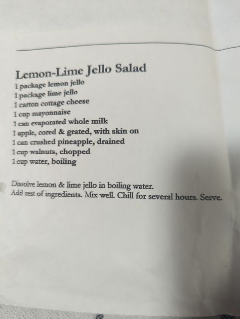 Jello Salad Cottage Cheese, Lemon Lime Jello Salad, Salad Cottage Cheese, Lime Jello Salad, Lime Jello Salads, Lemon Jello, Jello Salad, Crushed Pineapple, Whole Milk