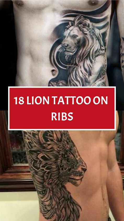 18 Lion Tattoo on Ribs Lion Tattoo Design Women, Names On Ribs Tattoo, Wild Life Tattoos, Geometric Lion Tattoo Design, Tattoos On Ribs, Tattoo On Ribs, Ribs Tattoo, Geometric Lion Tattoo, Lioness And Cubs