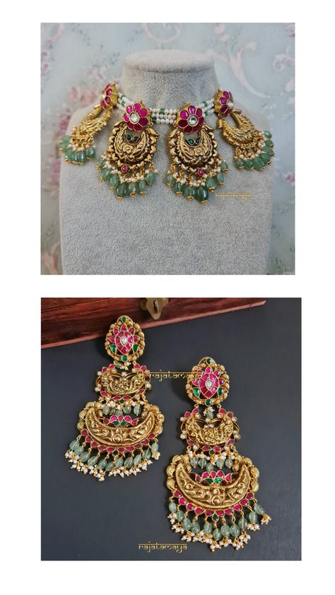 Big Kundan Earrings, Nakshi Kundan Earrings, Chaandbaali Earrings, Beads Jewelry Indian Gold, Antique Temple Jewellery, Kundan Earrings Gold, Big Earrings Gold, Temple Jewellery Earrings, Indian Bridal Jewelry