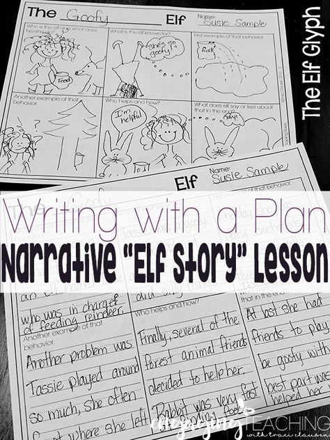 Elf Glyph and Narrative Writing Lesson - Engaging Teaching with Traci Clausen Christmas Narrative Writing, Narrative Writing Lessons, Christmas Writing Activities, Elf Craft, Elf Writing, Explanatory Writing, Narrative Writing Prompts, Writing Craftivity, 3rd Grade Writing