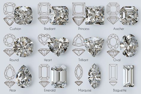 Wedding Ring Cuts, Different Diamond Cuts, Types Of Diamond Cuts, Wedding Ring Shapes, Emerald Earrings Drop, Pepper Color, Couple Wedding Rings, Traditional Diamond, Cvd Diamond