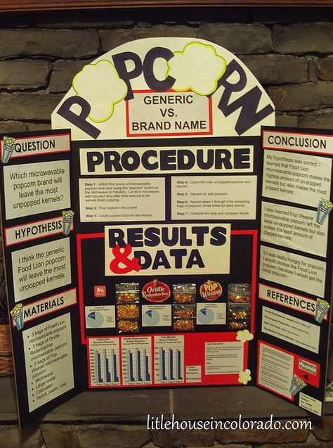 Great Science Project Boards | easypeasy-fair-page Popcorn Science Fair Project, Highschool Science, Science Project Board, Science Fair Board, Science Fair Experiments, Science Fair Projects Boards, Science Art Projects, Cool Science Fair Projects, Poster Science