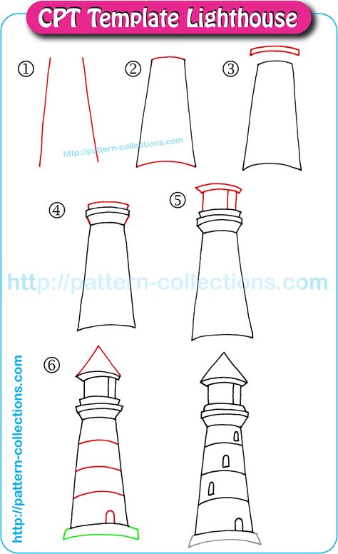 Draw A Lighthouse, Lighthouse Drawing, Lighthouse Crafts, Nautical Crafts, Lighthouse Painting, Lighthouse Art, Lucky Draw, Creative Pattern, Art Drawings For Kids