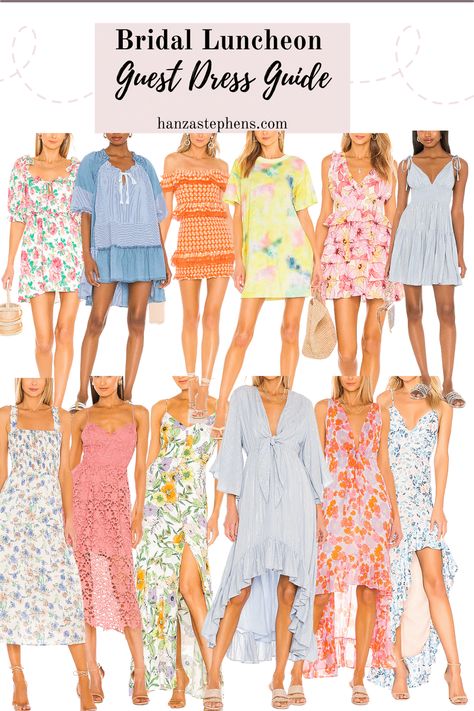 Your Shoppable Guides to the Bridal Luncheon Attire | Hanzastephens Engagement Brunch Outfit Guest, Bridesmaid Brunch Outfit, Bridesmaid Luncheon Outfit, Bachelorette Brunch Outfit Guest, Bridal Luncheon Outfit Guest, Maid Of Honor Bridal Shower Outfit, Bridal Shower Outfit For Guest Summer, Country Club Wedding Guest Outfit, Bridal Shower Dress For Bridesmaid