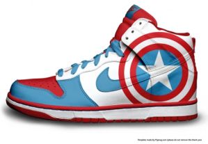 Captain America Shoes, Marvel Shoes, Nike Trainer, Custom Kicks, Nike High Tops, Nike Shoes Cheap, Nike Trainers, Nike Air Force Ones, Nike Free Shoes