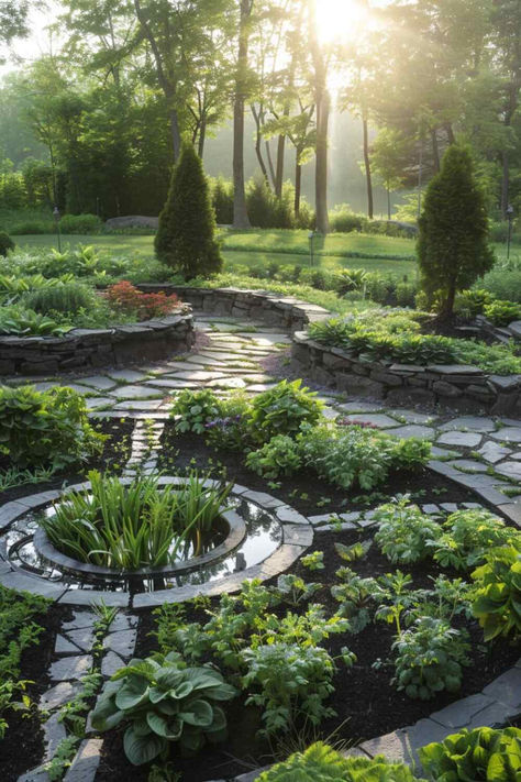 38 Unique Herb Garden Ideas for a Flavorful Harvest Herb Garden Landscape, Large Herb Garden Layout, English Herb Garden, Unusual Garden Ideas, Scottish Garden Ideas, Cottage Courtyard Garden Ideas, European Garden Landscaping, Witchy Garden Ideas, Pretty Vegetable Garden Ideas