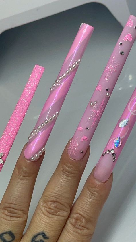 Long Nails French Tip, Xxxl Nails, Long Nails French, Croc Nails, Nails Model, French Press On Nails, Nails Bling, Hand Nails, Glitter Snowflakes