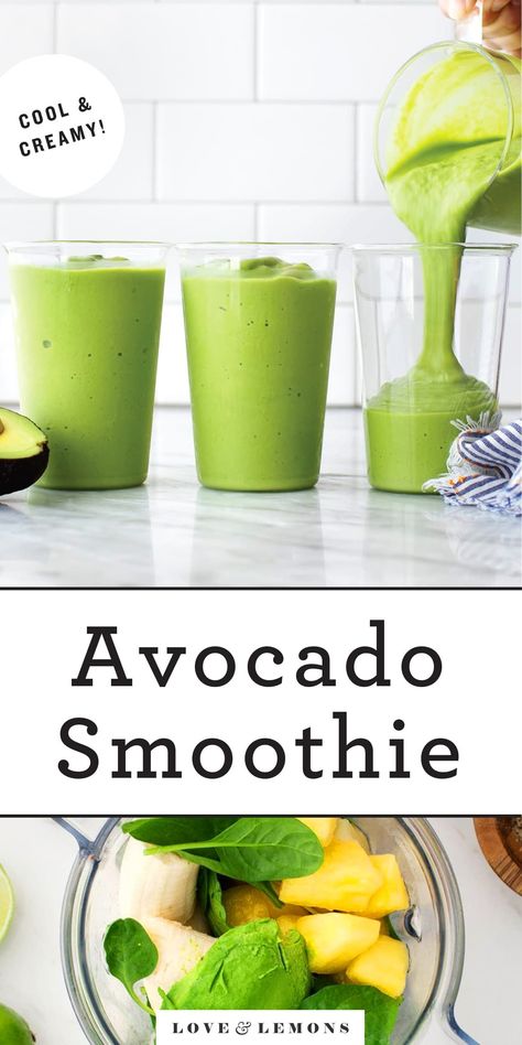 Avocado, banana & coconut milk make this smoothie deliciously creamy without any dairy! Pineapple gives it a sweet tropical flair. A great healthy breakfast! | Love and Lemons #smoothie #avocado #healthybreakfast #plantbased Avocado Smoothie Recipe, Sweet Smoothies, Avocado Smoothie, Increased Energy, Avocado Recipes, Smoothie Recipe, Vegan Breakfast, Love And Lemons, Find Recipes