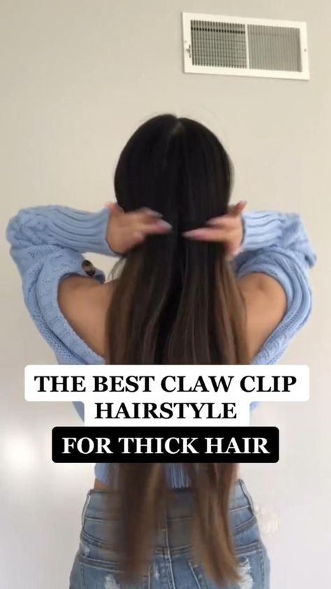 Best Hairstyles For Thick Hair, Thick Hairstyles, Tips For Thick Hair, Claw Clip Hairstyle, Clip Hairstyle, Hair Styels, Waist Length Hair, Natural Face Cleanser, Bubble Ponytail