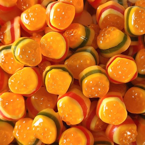 Gummy Candy Aesthetic, Error Aesthetic, Micah Core, Gummy Burgers, Candy Salad, Fruit Gummies, Simple Hijab Tutorial, Orange Candy, Kawaii Cooking