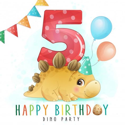 Cute dinosaur birthday party with number... | Premium Vector #Freepik #vector #watercolor #birthday #happy-birthday #baby 3rd Birthday Dinosaur, Baby Elephants Playing, Dinosaur Birthday Card, Giraffe Illustration, Panda Illustration, Dinosaur Play, Birthday Dinosaur, Dinosaur Cards, Baby Dino