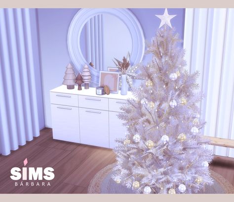 Sims 4 Christmas Tree, Pastel Christmas Tree, Sims 4 Seasons, Potted Christmas Trees, Outside Christmas Decorations, Sims 4 Download, Christmas Furniture, Create Your Own World, Classic Christmas Tree