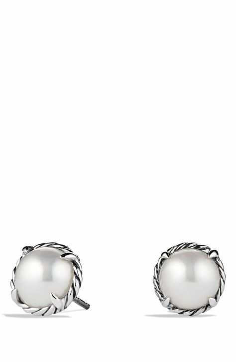 Main Image - David Yurman 'Châtelaine' Earrings David Yurman Earrings, White Pearl Jewelry, Earrings With Pearls, Freshwater Pearl Jewelry, David Yurman Jewelry, Chatelaine, Freshwater Cultured Pearls, White Earrings, Online Earrings