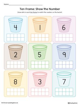 **FREE** Ten Frame: Show the Number Worksheet (Color) Worksheet.Practice identifying the value of a number using ten-frames. This printable activity is ideal for introducing number sense to preschoolers. Ten Frame Worksheet, Number Value Worksheets, Preschool Math Curriculum, Ten Frames Kindergarten, Mathematical Thinking, Ten Frame Activities, Kindergarten Math Free, Number Worksheet, Kindergarten Addition Worksheets