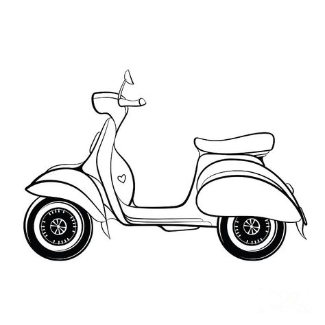 Macklemore Tattoo, Retro Tattoo Ideas, Scooter Tattoo, Motorbike Drawing, Scooter Drawing, Vespa Illustration, Retro Scooter, Watercolour Texture Background, Line Art Vector