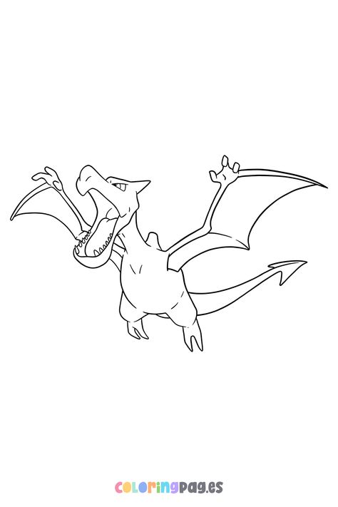 Discover fun and creative ways to engage your kids with our free Aerodactyl coloring page, perfect for all Pokémon fans! Ninetails Pokemon, Aerodactyl Pokemon, Pokemon Coloring Pages, Pokemon Coloring, All Pokemon, Easy Drawing, Pokemon Fan, Coloring Page, Easy Drawings