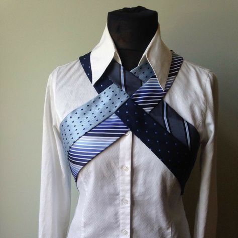 Upcycled Neckties, Ropa Upcycling, Shirt With Lace, Diy Vetement, Cowgirl Chic, Recycled Fashion, Upcycled Fashion, Looks Style