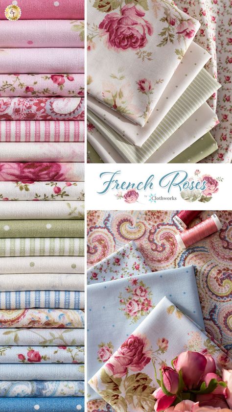 Shabby Chic Quilt Patterns, Quilts Using Fat Quarters, French Floral Fabric, Rose Print Fabric, French Roses, Shabby Chic Quilts, Fabric Outlet, Shabby Chic Fabric, Vintage Floral Fabric