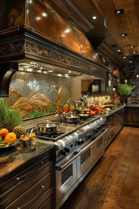 Kitchen Design Backsplash, Tuscan Kitchens, Tuscan Kitchen Design, Mansion Kitchen, Kitchen Design Gallery, Grand Kitchen, Kitchen Interior Design, Dream Life House, Tuscan Kitchen