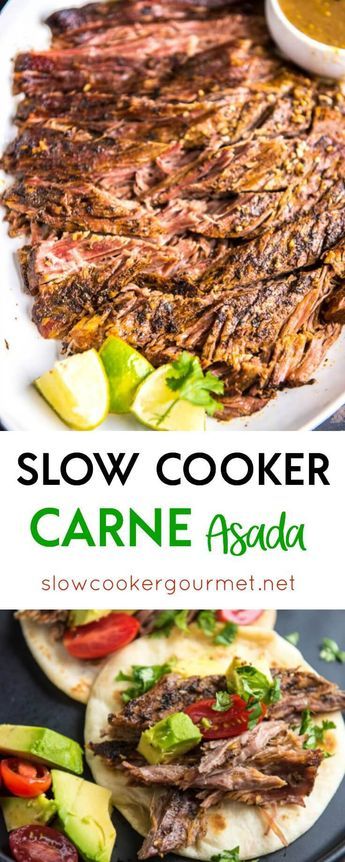 Carne Asada Slow Cooker, Slow Cooker Carne Asada, Flank Steak Tacos, Carne Asada Recipes, Crockpot Steak, Delicious Tacos, Autoimmune Recipes, Carne Asada Tacos, Mexican Flavors