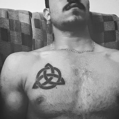 Triquetra , tattoo , chest , body , art , ink , men Triquetra Tattoo Men, Triquetra Tattoo, Tattoo Chest, Knot Tattoo, Chest Tattoo, Art Ink, Jesus Fish Tattoo, Tattoos For Guys, Body Art