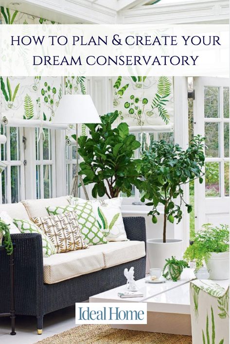 Whether your dream is for extra living space, to bring more light into your home or simply to enjoy your garden all year round, a conservatory is a delightful way to achieve it...#conservatory #howto #plan Conservatory Interiors Ideas, Green Conservatory, Conservatory Interiors, Small Conservatory, Conservatory Blinds, Modern Conservatory, Conservatory Interior, Conservatory Decor, Conservatory Design