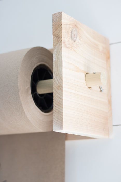 DIY Butcher Paper Holder - Seeking Lavendar Lane Paper Dispenser Diy, Sewing Shed, Dispenser Diy, Seeking Lavender Lane, Diy Furniture Videos, Paper Roll Holders, Paper Dispenser, Kids Bedroom Inspiration, Wrapping Gifts