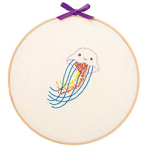 Jellyfish Embroidery, Modern Hand Embroidery Patterns, Basic Embroidery, Hand Embroidery Kits, Simple Embroidery Designs, Basic Embroidery Stitches, Embroidery Stitches Tutorial, Hand Embroidery Projects, Jelly Fish