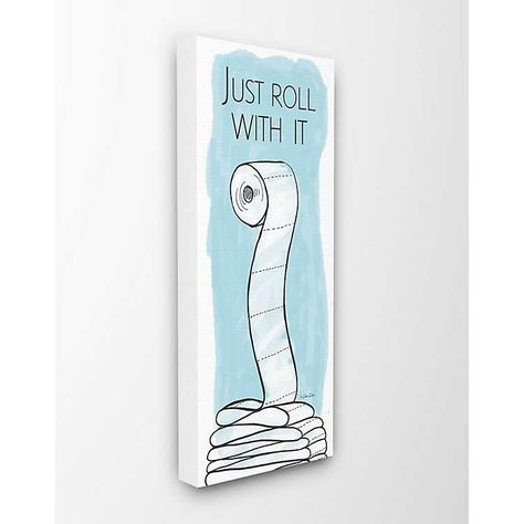 Just Roll With It Canvas Art Print from Kirkland's Toilet Paper Drawing, Just Roll With It, Drawing Canvas, Pink And Blue Flowers, Fall Mantel Decorations, Penny Lane, Paper Drawing, Stupell Industries, Decor Black