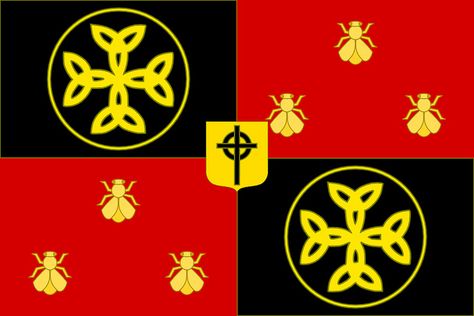 Modern style Banner of the Frankish Empire with carolingian cross by Yire Shalom 3000. Frankish Empire, Fantasy Flag, Empire Flag, Historical Flags, French Flag, Mystery Of History, Medieval Times, My Heritage, Coat Of Arms