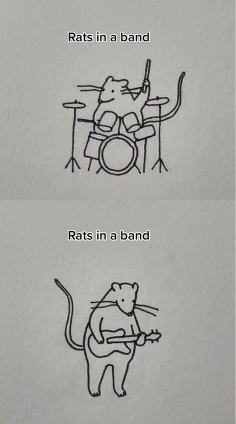 Juliaroblin on tiktok Music Doodle Tattoo, Rats In A Band, Matching Tattoos Music, Silly Rat Doodles, Funny Sister Tattoos For 2, Matching Rat Tattoo, Rodent Tattoo, Tattoo Ideas Female Patchwork, Rat Doodle