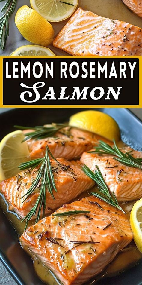 💚 Healthy and flavorful Lemon Rosemary Salmon! Quick and delicious, this baked salmon is perfect for any night of the week. Packed with zesty lemon and fresh herbs! 🌿 #QuickDinners #HealthyMeals #SalmonLovers #LemonRosemary #BakedSalmon #CleanEating Gluten Free Salmon Recipes, Lemon Salmon Recipes, Lemon Rosemary Salmon, Quick Salmon Recipes, Japchae Recipe, Low Carb Salmon Recipes, Rosemary Salmon, Baked Salmon Lemon, Gluten Free Salmon