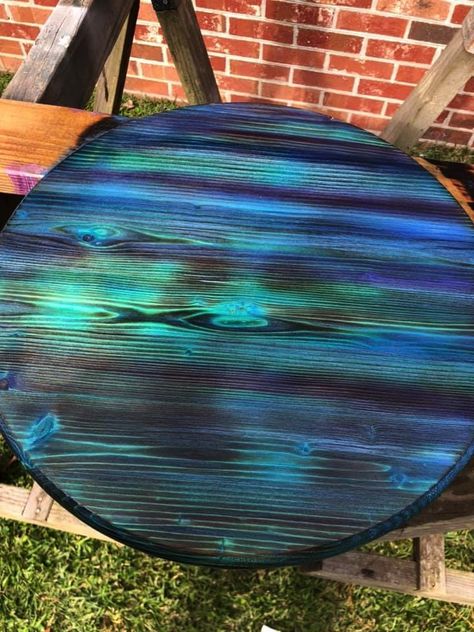 Oil Slick Wood Stain, Wood Staining Ideas, Colorful Wood Stain, Rainbow Stained Wood, Rainbow Wood Stain, Unicorn Spit Projects Tutorials, Unicorn Spit Stain, Wood Burning Techniques, Unicorn Spit