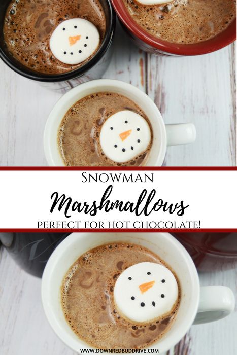 Snowman Marshmallows Recipe Marshmallows, Diy Marshmallows, Easy Diy Snowman, Polar Express Hot Chocolate, Hot Chocolate Snowman, Snowman Marshmallows, Christmas Eve Hot Chocolate, Chocolate Snowman, Winter Hot Chocolate