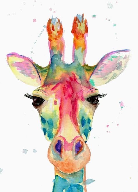 Colorful Giraffe, Watercolor Giraffe, Painting For Home Decor, Giraffe Wall Art, Giraffe Painting, Painting For Home, Watercolor Painting, Paint, Wall Art