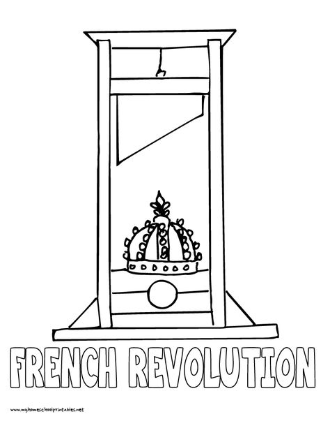 World History Coloring Pages Printables French Revolution - guillotine Jacobins French Revolution, French Revolution Drawing Easy, French Revolution Guillotine, French Revolution Drawing, French Flag Drawing, French Revolution Art, History Drawings Ideas, History Drawing, Revolution Poster