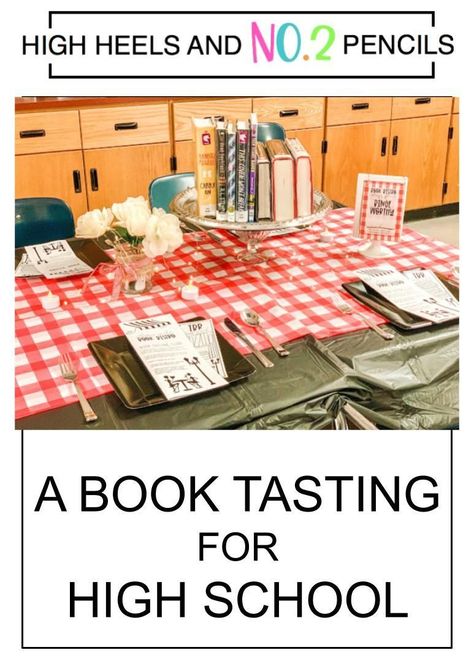 Middle School Book Tasting, Book Cafe Classroom, Book Tasting For Adults, Book Tasting High School, Book Tasting Menu Template Free, Book Tasting Middle School, Book Bakery, Fun Library Activities, School Library Activities