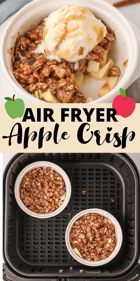 Apple Dessert In Air Fryer, Healthy Apple Desserts Air Fryer, Air Fryer Apple Crisp Recipe Easy, Apple Crisp Recipe With Oats Air Fryer, Healthy Air Fryer Apple Crisp, Apple Crisp In Air Fryer, Airfryer Apple Crumble, Air Fryer Oatmeal Recipes, Air Fried Oatmeal