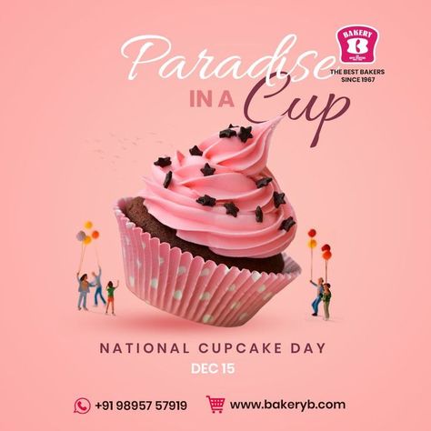 National Cupcake Day, Cupcake Day, Pastry Design, Cake Branding, Cake Story, Cupcake Decorating Tips, Social Media Branding Design, Creative Cupcakes, 광고 디자인