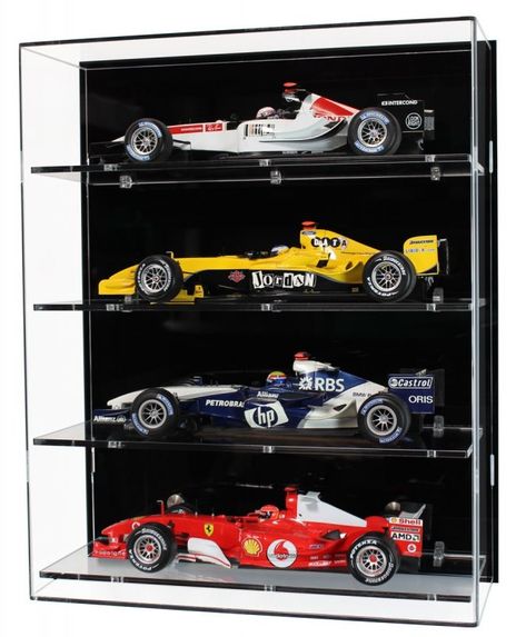 Acrylic Wall Display Case for Four 1:18 Scale Formula One Cars from Widdowsons Ltd > 1:18 Scale Model Car Display Cases > Widdowsons Ltd Diorama Parking, Toy Car Display, Wall Mounted Display Case, Diecast Cars Display, Wall Display Case, Wall Display Cabinet, Model Cars Collection, Model Display, F1 Car