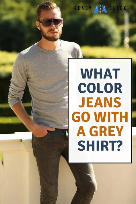 Looking for the perfect pair of jeans to match with your grey shirt? Check out our guide for tips and outfit ideas! From light wash to black denim, we've got you covered. Click to read more. Image From Deposit Photos #jeans #greyshirt #outfitideas #fashiontips #mensfashion #mensstyle #wardrobeessentials #menswear Grey Shirt Blue Jeans Outfit, Light Grey Outfit Men, Light Grey Shirt Outfit Men, Grey Shirt And Jeans Outfit, Light Grey Jeans Outfit Men, Light Grey Shirt Outfit, Gray Shirt Outfit Men, Grey Shirt Outfit Men, Grey Top Outfit