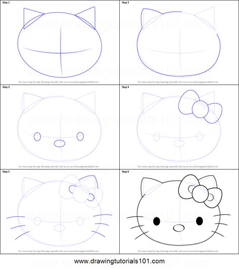 How to draw Hello Kitty face Printable Drawing Sheet by DrawingTutorials101.com How Draw Hello Kitty, Step By Step Hello Kitty Drawing, Hello Kitty Tutorial To Draw, How To Draw Hello Kitty Face, How To Draw Sanrio Characters Easy, How To Draw A Hello Kitty, Hello Kitty Drawing Tutorial, Sanrio How To Draw, How To Draw Kitty