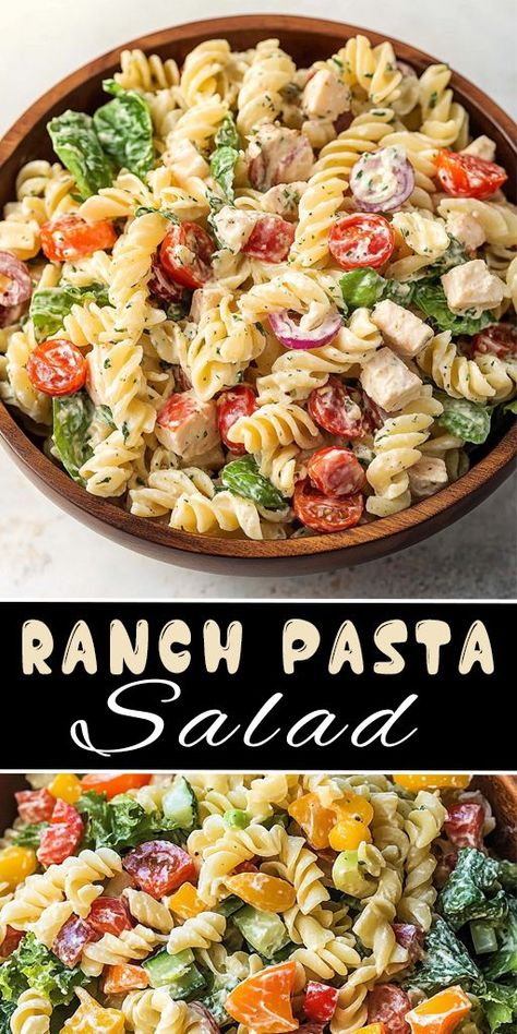 Looking for the perfect party dish? 🎉 Try this Quick & Delicious Ranch Pasta Salad! With creamy ranch dressing and crisp veggies, it’s an easy recipe that’s always a hit 🥗🍴. #PartyFood #SaladLovers #BBQFavorites #SimpleCooking Pasta Salad With Ranch Dressing, Pasta Salad With Ranch, Creamy Ranch Pasta, Ranch Salad Recipes, Salad With Ranch Dressing, Salad With Ranch, Potluck Side Dishes, Creamy Ranch Dressing, Pasta Salad Dressing