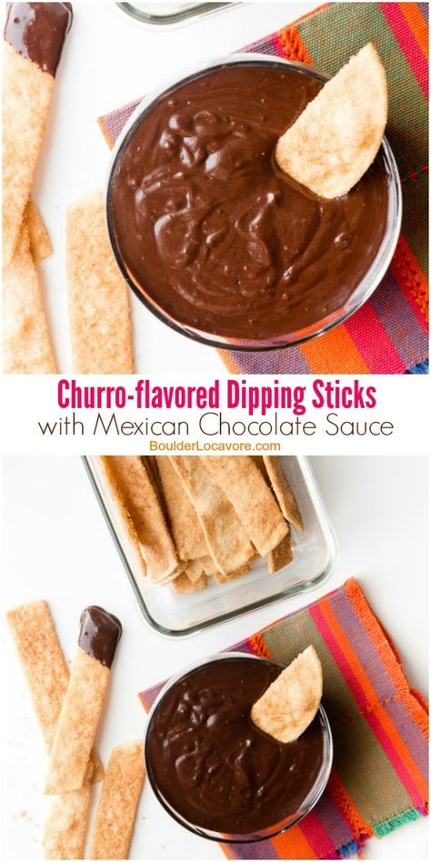 Churro Dipping Sticks & Mexican Chocolate Sauce - Boulder Locavore® Mexican Chocolate Sauce, Churro Dessert, Gluten Free Mexican Recipes, Gluten Free Recipes Appetizers, Chocolate Dipping Sauce, Simple Desserts, Homemade Mexican, Mexican Chocolate, Appetizer Ideas