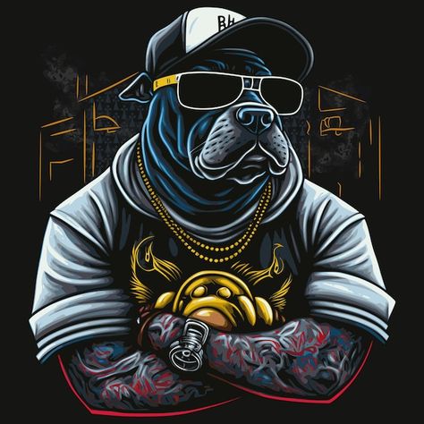 Gangster bulldog, graffiti artwork style... | Premium Vector #Freepik #vector #graffiti-art #cartoon-art #funny #cool-dog Cartoon Gangster Art, Dog Graffiti, Gangster Art, Joker Iphone Wallpaper, Supreme Wallpaper, Graffiti Artwork, Dog Sketch, Cool Dog, Shirt Prints