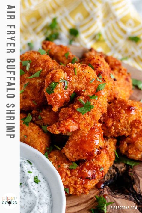 Love buffalo shrimp? Try making it in your air fryer for a lighter, quicker option. This recipe shows you how to get that crispy texture and spicy kick without deep frying. Perfect for any occasion, whether it’s a family dinner, a party appetizer, or a satisfying snack. This air fryer buffalo shrimp is great as an appetizer, in salads, tacos, grain bowls, or tossed on top of pasta. Air Fried Shrimp Tacos, Buffalo Shrimp Wraps, Buffalo Shrimp Air Fryer, Fried Shrimp Tacos, Buffalo Shrimp Salad, Buffalo Shrimp Recipes, Shrimp Wraps, Buffalo Shrimp, Shrimp Sauce