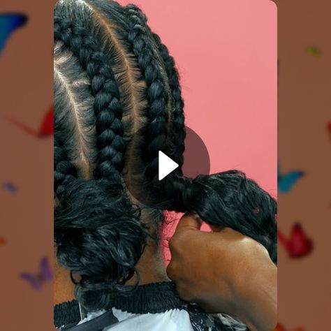 Two Braid Bun, Two French Braids Into Bun, 2 Braids Into A Bun, Stitch Braids With Bun, Two Braided Buns, Stitch Braids Into Bun, Cornrow Bun, Boho Cornrows, Curly Buns