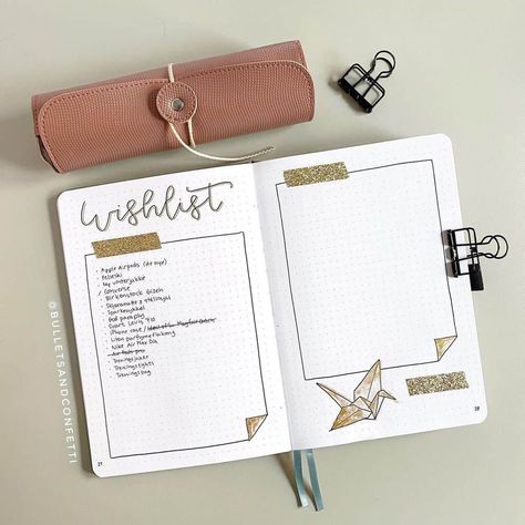 Wishlist Journal, Bullet Journal Wish List, Minimalist Bullet Journal Ideas, Wishlist Aesthetic, Minimalist Bullet Journal Layout, Bujo Pages, Minimalist Bullet Journal, Bucket List Journal, Bullet Journal Monthly Spread