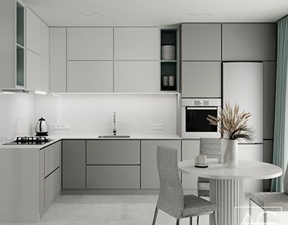 White And Grey Modern Kitchen, Kitchen White And Grey, Minimal Modern Interior Design, Grey Kitchen Ideas Modern Gray, Interior Design Hashtags, White Grey Kitchen, Grey White Kitchen, White And Grey Kitchen, Grey And White Kitchen